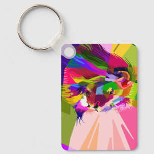 Llavero Diseño de arte pop prismático colorido de león-625