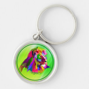Llavero Diseño de arte pop prismático de cabeza de león-62
