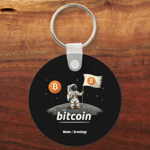 Llavero Diseño de Astronauta Bitcoin Crypto Moon BTC
