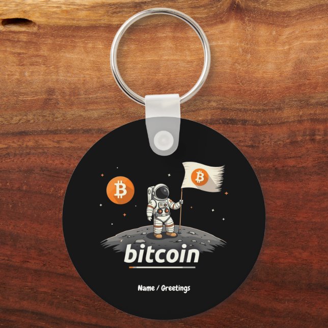 Llavero Diseño de Astronauta Bitcoin Crypto Moon BTC (Anverso)