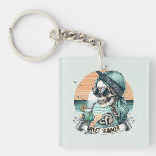 Llavero Diseño de atardecer retro de verano dulce