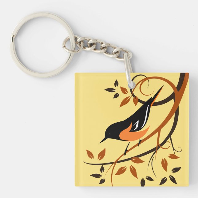 Llavero Diseño de aves estilo Baltimore Oriole (Frente)