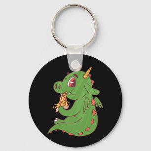 Llavero Diseño de bebé dragón comiendo deliciosa porción d