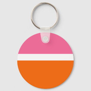 Llavero Diseño de bloque de color sencillo de Naranja blan