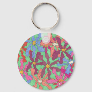 Llavero Diseño de boho de patrones de flor retro