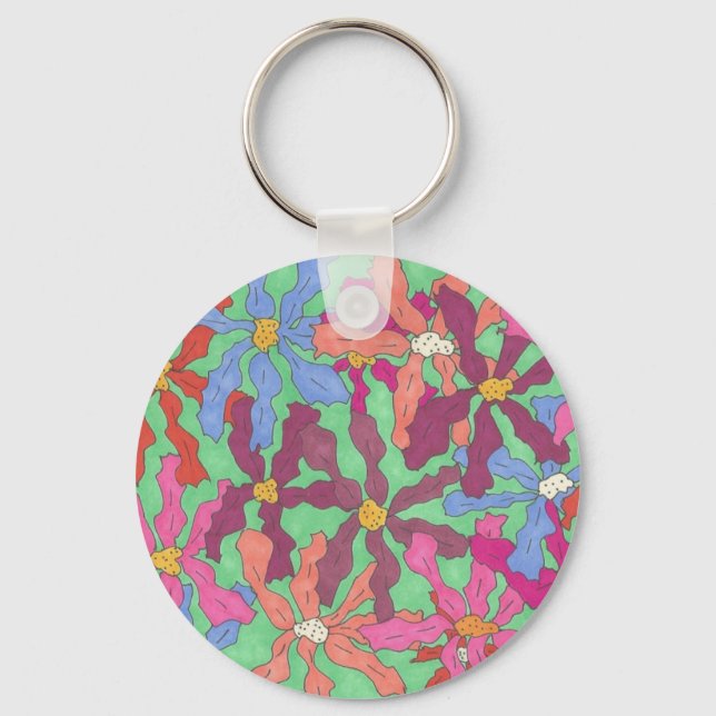 Llavero Diseño de boho de patrones de flor retro (Anverso)