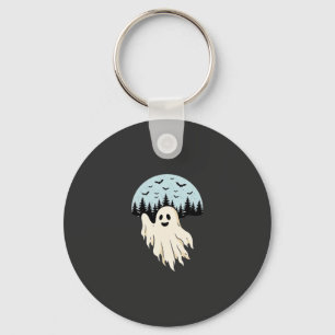 Llavero Diseño de bosque de luna de fantasma de Halloween_
