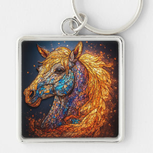 Llavero Diseño de Caballo de Vidrio Emplomado