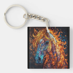 Llavero Diseño de Caballo de Vidrio Emplomado