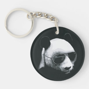 Llavero Diseño de cabeza de panda con gafas de sol