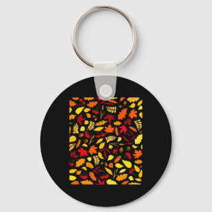 Llavero Diseño de Caída de Patrón de Hojas de Otoño Acorns
