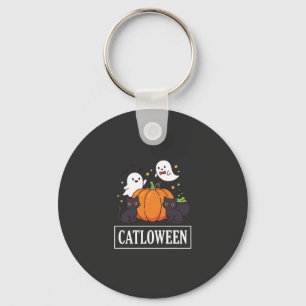 Llavero Diseño de calabaza fantasma de gato divertido de C
