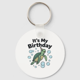 Llavero Diseño de camisa de cumpleaños de tortuga marina_1