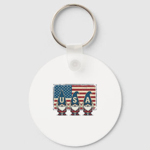 Llavero Diseño de camiseta blanca con gnomos patrióticos v