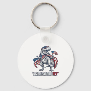 Llavero Diseño de camiseta blanca Patriótico T-Rex Amerisa