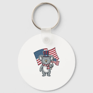 Llavero Diseño de camiseta con bandera de koala patriótico