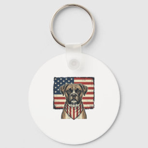 Llavero Diseño de camiseta con bandera de perro boxer patr