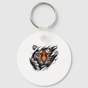 Llavero Diseño de camiseta con cara de tigre Retro Spirit 