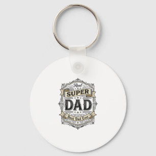 Llavero Diseño de camiseta con insignia de Super Papá Vint