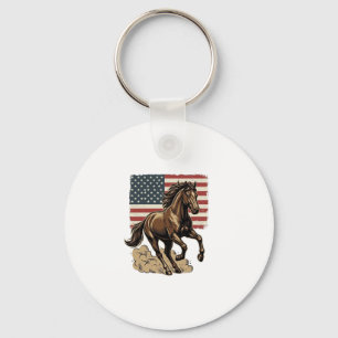 Llavero Diseño de camiseta de bandera americana de caballo