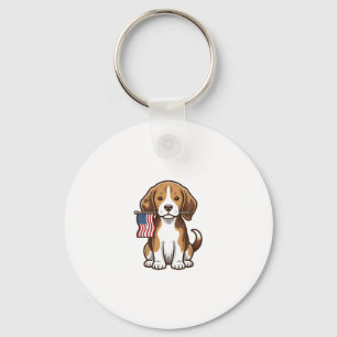 Llavero Diseño de camiseta de bandera americana de cachorr