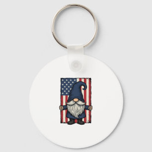 Llavero Diseño de camiseta de bandera vintage con gnomo pa
