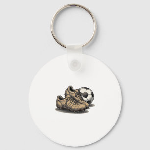 Llavero Diseño de camiseta de botas de fútbol vintage y ba