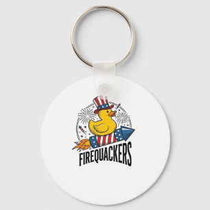 Llavero Diseño de camiseta de fuegos artificiales de pato