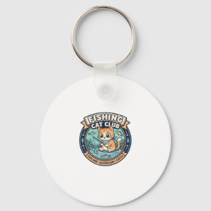 Llavero Diseño de camiseta de gato pescador gato lindo - G