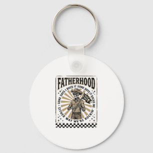 Llavero Diseño de camiseta de papá vaquero esqueleto vinta