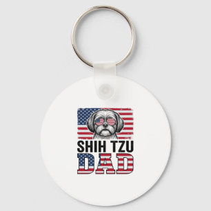Llavero Diseño de camiseta de perro patriótico Shih Tzu Da