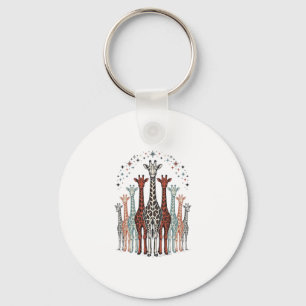 Llavero Diseño de camiseta de safari de manada de jirafas 