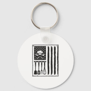 Llavero Diseño de camiseta de utensilios de cocina Bandera