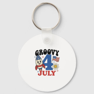 Llavero Diseño de camiseta patriótica cohete Groovy 4 de j