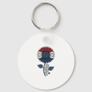 Llavero Diseño de camiseta patriótica de girasol Vintage A