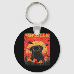 Llavero Diseño de camiseta Pugzilla para dueño de pug retr