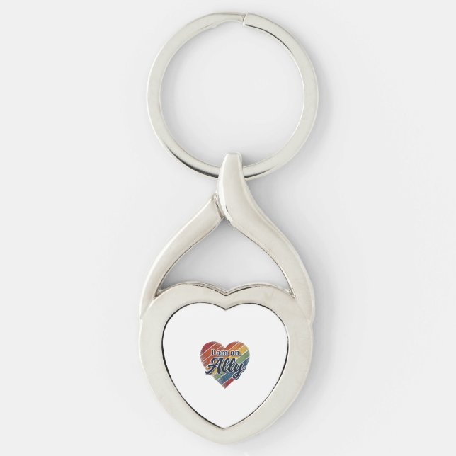 Llavero Diseño de camiseta vectorial corazón aliado arcoír (Anverso)