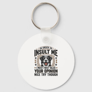 Llavero Diseño de camiseta vintage de opinión de perro div