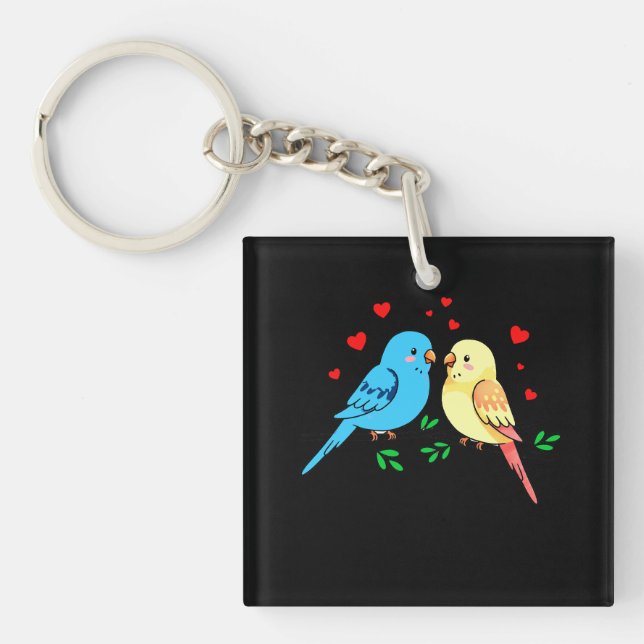 Llavero diseño de camisetas de aves amorosas valentales (Frente)