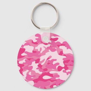 Llavero Diseño de camo rosa y blanco