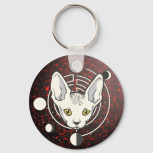 Llavero Diseño de Cara de Gato Espacial Genial