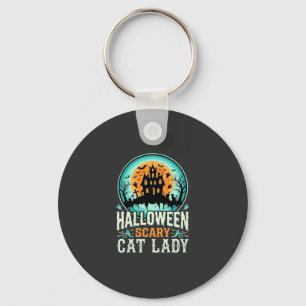 Llavero Diseño de Casa Embrujada de Señora Gato de Hallowe