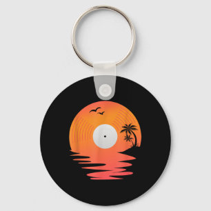 Llavero Diseño de cascos de playa en disco retro de vinilo
