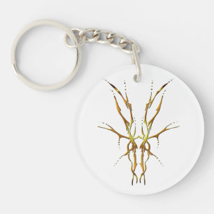 Llavero Diseño de Caza de Cráneo de Ciervo Tribal Dorado