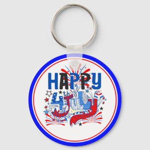 Llavero Diseño de Celebración Feliz 4 de Julio