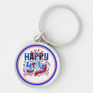Llavero Diseño de Celebración Feliz 4 de Julio