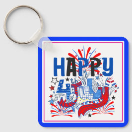 Llavero Diseño de Celebración Patriótica del 4 de Julio Fe