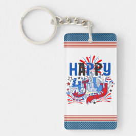 Llavero Diseño de Celebración Patriótica del 4 de Julio Fe