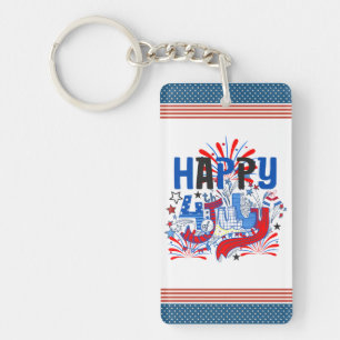 Llavero Diseño de Celebración Patriótica del 4 de Julio Fe