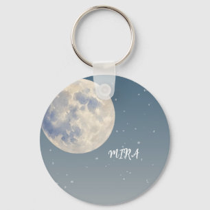 Llavero Diseño de cielo azul con luna y nubes soñadoras
